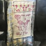 Free People  Women’s Blue Cotton Short Coat Size 2 Striped Belt Plaid Lining EUC Photo 4