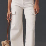 Mother Denim Anthropologie Undercover Cargo Sneak Jeans in Cream Puffs Size 25 White Photo 0