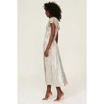 Shoshanna  Hera Plisse Metallic Pleated Short Sleeve V-Neck Maxi Dress Size 6 Photo 1