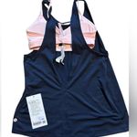 Lululemon NWT 2-in-1 Cut-Out Yoga Tank A/B Cup size 4 Navy Pink Relaxed Fit Gym Photo 0