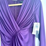 David Meister NWT  Eggplant  Ruched v-neck Longsleeve Cocktail Dress Size 2 Photo 1