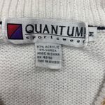 Vintage Quantum Sportswear Medium Tennis Sweater V Neck White Black Gold Knit Photo 7