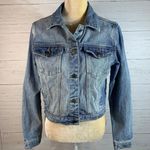 Forever 21 short denim jacket back tiger embroidery womens size M Photo 2