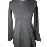 ZARA  Trafaluc Drop Waist Peplum Dress Long Bell Sleeves Gray Size Small Photo 7