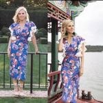 Tory Burch Natalie Floral Midi Resort Dress Ruffle Trim Blue Size 0 Photo 12