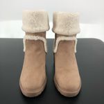 JustFab Taupe Ellie Faux Sherpa Trim Lug Sole Bootie Photo 3