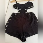 LF  Black Cutout Romper with Silver Grommets Photo 2