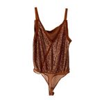 Free People NWOTS Shimmer & Shine Brown Sequin Bodysuit Top size large Photo 6