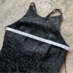 Vintage Onyx Nite Black Textured Floral Satin High Neck Formal Black Tie Gown L Size L Photo 6