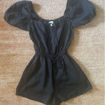 Cloth & Stone  Black Puff Sleeve Romper EcoVero Sz S Smocked Waist Photo 0
