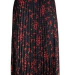 Hobbs London Hobbs Black & Red floral Knife Pleated Midi Skirt Elastic Waist - UK 12/ US 8 Photo 0