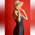 Anthropologie  SANCIA ODA V-NECK HALTER JUMPSUIT ROMPER NAVY BLUE SMALL‎ Photo 2