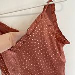 EXPRESS Ruffle Double Layer Downtown Cami Mauve Rose Pink Metallic Geo Tank Top Photo 6