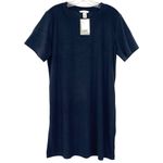 H&M  Women’s Dark Blue Terry T-Shirt Dress New Photo 10