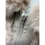 Twenty Twenty Vtg Rabbit Fur Leather Trim Vest Full Zip Taupe Tan Boho Festival Brown Size M Photo 4