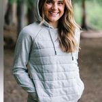 Zyia  Gray Quilted Combo Pocket Hoodie Sweatshirt Photo 0