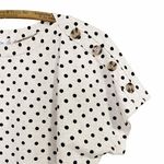89th & Madison Top Relaxed Button Trim Polka Dot Tee Oatmeal Women’s Size Small Black Photo 2