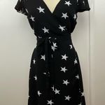 Lulus Star Struck Love Black Star Print Wrap Dress Size Small Photo 3