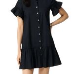 J.Crew NWT  Ruffle Sleeve Mini Shirt Dress Black Size 4 Photo 0