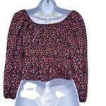 ZARA floral poplin balloon sleeves cinched waist of shoulder crop blouse size XS Photo 3