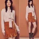 For Love & Lemons  Colette Velvet Gold Ruffle Mini Skirt M Photo 1