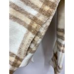 Joie  Plaid Fleece Lined Hoodie Quarter Zip Pullover M M Tan Cream Casual Photo 3