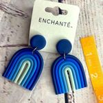 Brand new clay polymer rainbow earrings Blue Photo 0