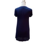 Lulu's Navy Blue with White Embroidered Design Tassel Tie Front Dress Size XS Photo 4