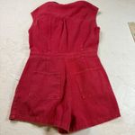 Day Moon Red Denim Romper Small Button Front Sleeveless Pockets Casual Photo 5