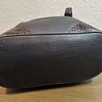 Brighton Leather Shoulder Purse 2 Compartments. Embossed Croc Skin. Blk/ Brown Photo 4
