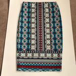 By & By Pencil Skirt Navy, Red, Teal Aztec Small Blue Photo 3