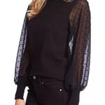 CeCe  Mockneck Contrast Sleeve Sweater Black Small Photo 0