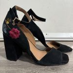 Nanette Lepore  Martina Embroidered Black Suede Leather Block Mary Jane heels 7.5 Photo 1