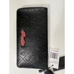 Ed Hardy Black Embossed Skull Heart Zip Around Wristlet Wallet | Y2K Revival Photo 3