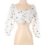 Farm Rio  flower embroidered White Crop Top Small Photo 6