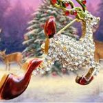 Reindeer Brooch Pin Rudolph Christmas Eve New Crystal Accents Santa Nort… Gold Photo 4