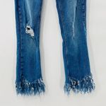 ZARA Embroidered Midrise Mini Flare Leg Distressed Cropped Denim Jeans Size 2 Photo 9
