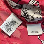 Nine West V-neck blouse 3/4 slv pink tulip black white floral magnolia springs Photo 7