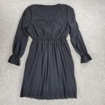 BBX Lephsnt Faux Wrap Dress Womens M Black Pleated Long Puff Sleeve Midi New Size M Photo 2