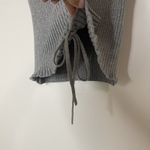 Maje  fine lurex knit t-shirt ribbed cinched vneck silver shimmer size 2 medium Photo 4