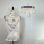 Sam Edelman  Ivory Satin Lace Trim Cami Shorts Pajama Set L Photo 2