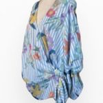 City Chic  Pastel Striped Floral Print Faux Wrap Top size 18” Photo 2