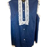 Vanity Fair Vintage Navy Nylon Lace Trim Sleeveless Nightgown Top (PTP 20”) Photo 0