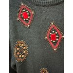 Vintage Women's Black Copper Beaded Jewel Pullover Sweater Silk Angora M Size M Photo 2
