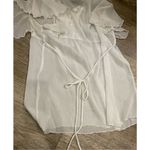 Iz Byer  White Angel Fairy Baby Doll Top XL Y2K Tie Back V Neck Flowy Sheer Photo 4