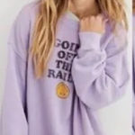 Aerie the chill crew sweatshirt off the rails print in purple size small Photo 0