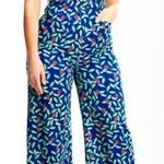 COLLECTIF Olympia Square Neck Belted Strawberry Vine Jumpsuit Size Small (6) Blue Photo 0