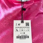 ZARA  Barbie Pink Jacquard Animal Print Sleeveless Satin Mini Dress Women’s Large Photo 4