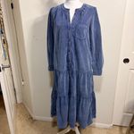 Pilcro Anthro  Long Sleeve Corduroy Denim Color Blue Tiered Dress XS-MED, NO BELT Photo 1