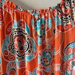 Crown & Ivy  L Orange Blue Floral Top Ruffle Bell Sleeve Scoop Neck Tie Boho Photo 6